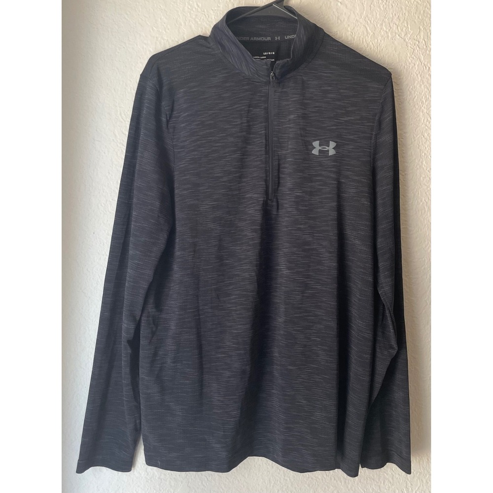 Under Armour Mens HeatGear 1/4 Zip Pullover Athletic Mock Neck Gray Fitted Large